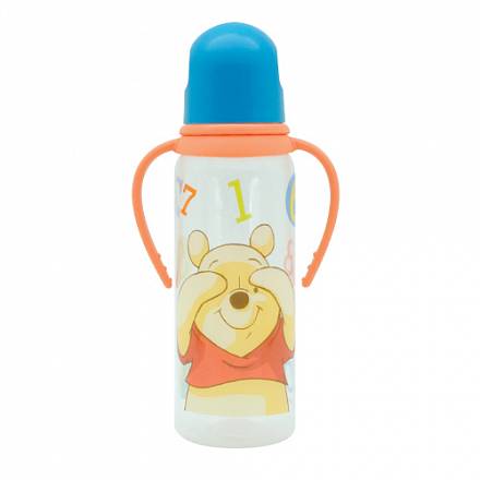 Бутылочка для детского питания из серии Медвежонок Винни с наконечником, силиконовой соской и ручками 